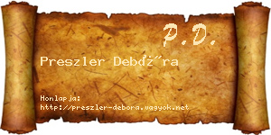 Preszler Debóra névjegykártya